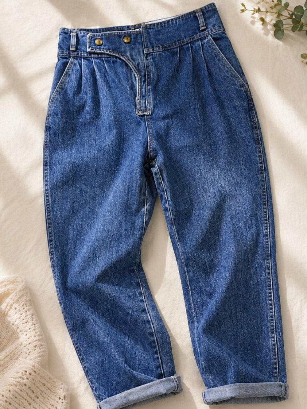 Vintage Bonjour High Waist Mom Jeans Pleated Front Denim Size 12